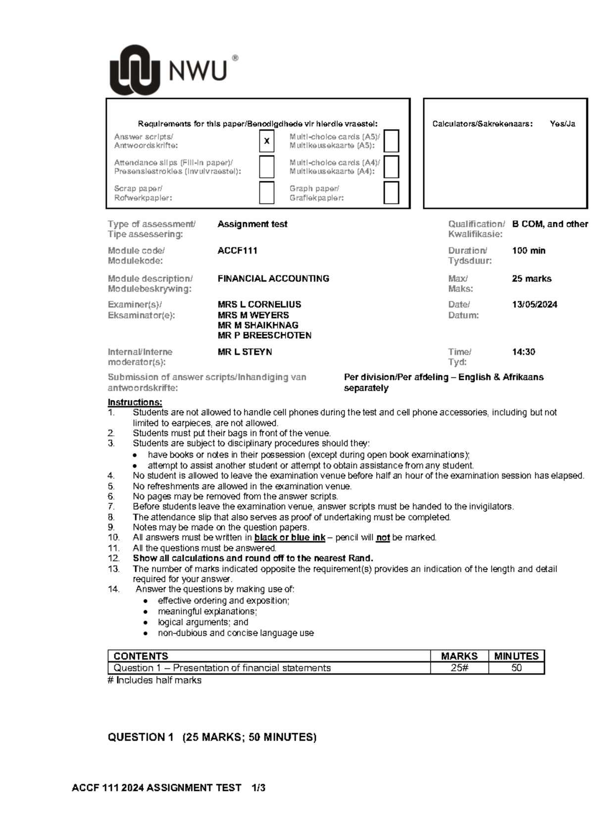 ACCF111 Assignment Test 2024: Financial Accounting Requirements - Studocu