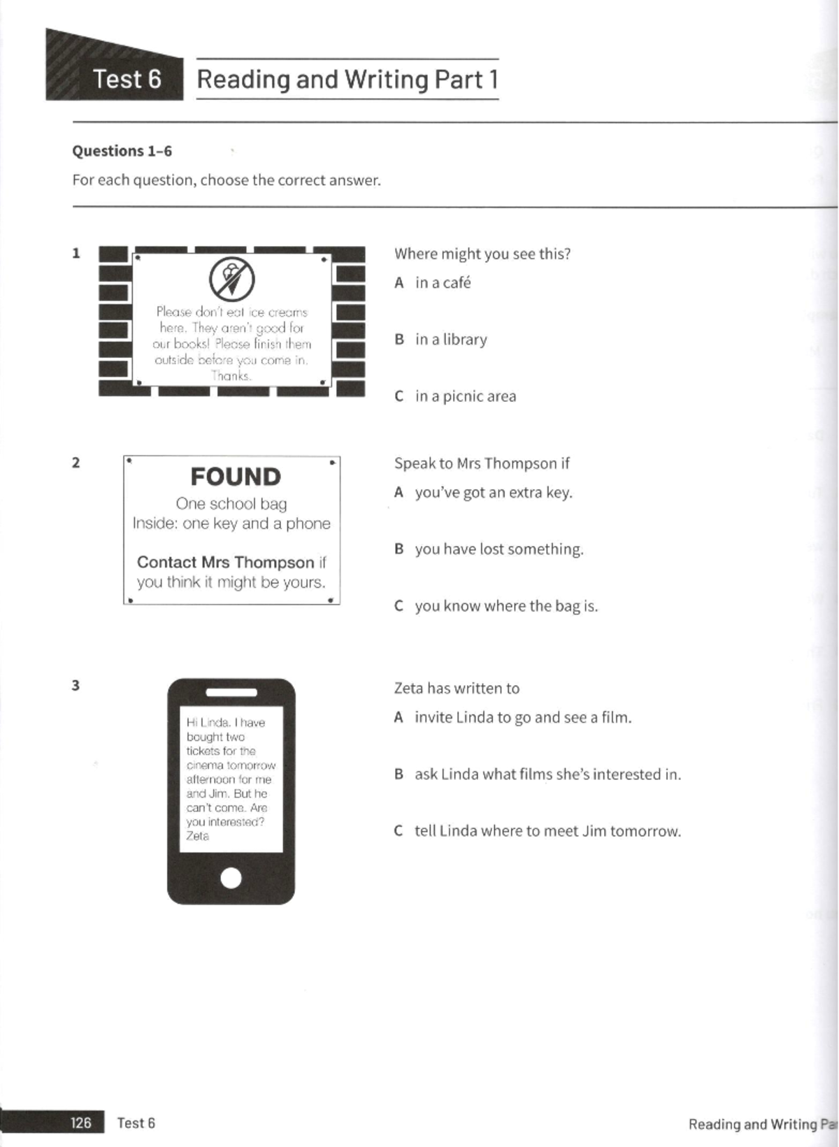 A2 Key for Schools - Reading & Writing Test 6 Questions 128-137 - Studocu