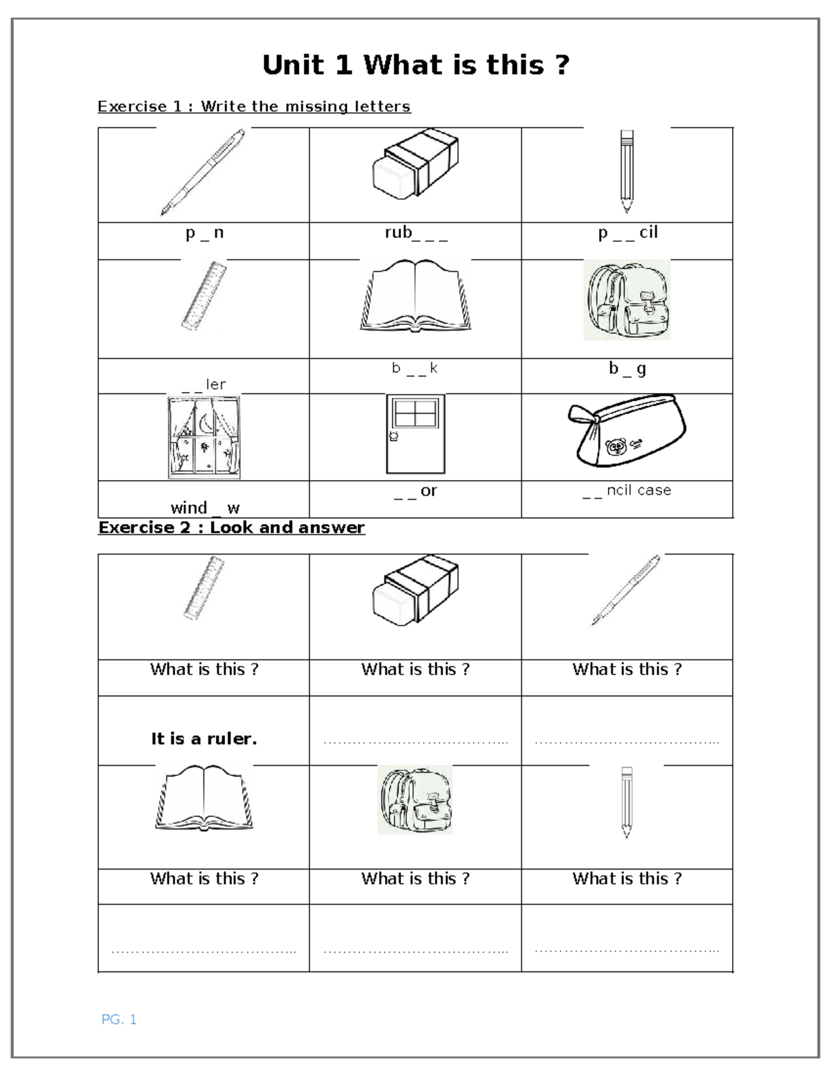 Unit 1 - Family and Friends: What is This? Exercises and Activities ...