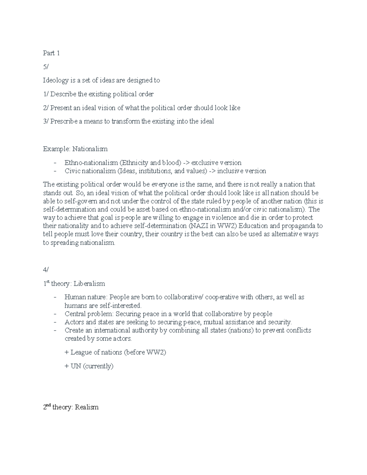 Final Exam Notes: Political Ideologies and Theories (POL101) - Studocu