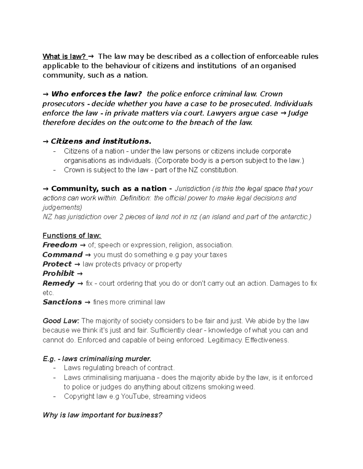 Lecture Notes 203: Understanding Law and its Importance in Society ...