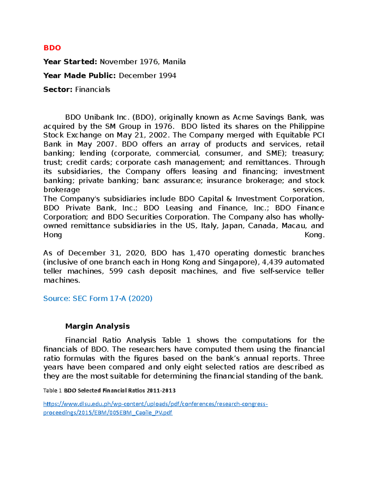 BDO activity case study - Financial Accounting and Reporting - CU - Studocu