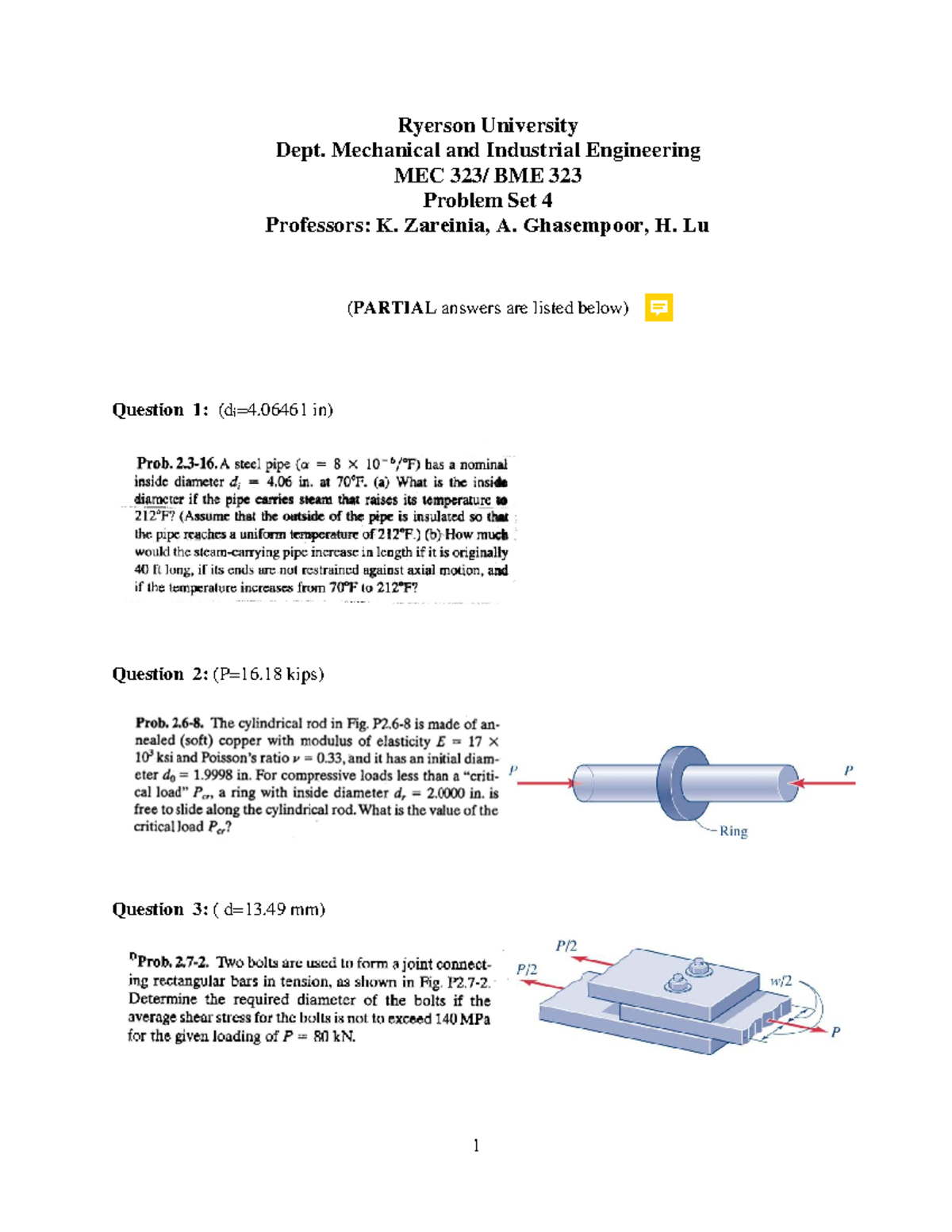 323 Assignment 4 2022 (12 Q and A) - MEC323 - Ryerson University Dept ...