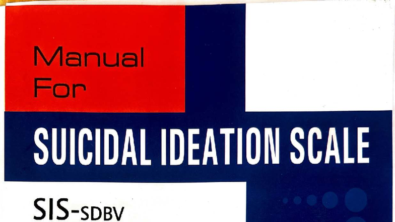 Manual for Suicidal Ideation Scale (PSY 101) - Studocu