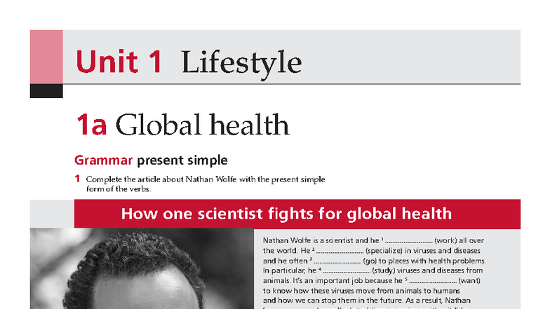 Life 2E Pre-Intermediate Unit 1 Workbook: Global Health & Present ...