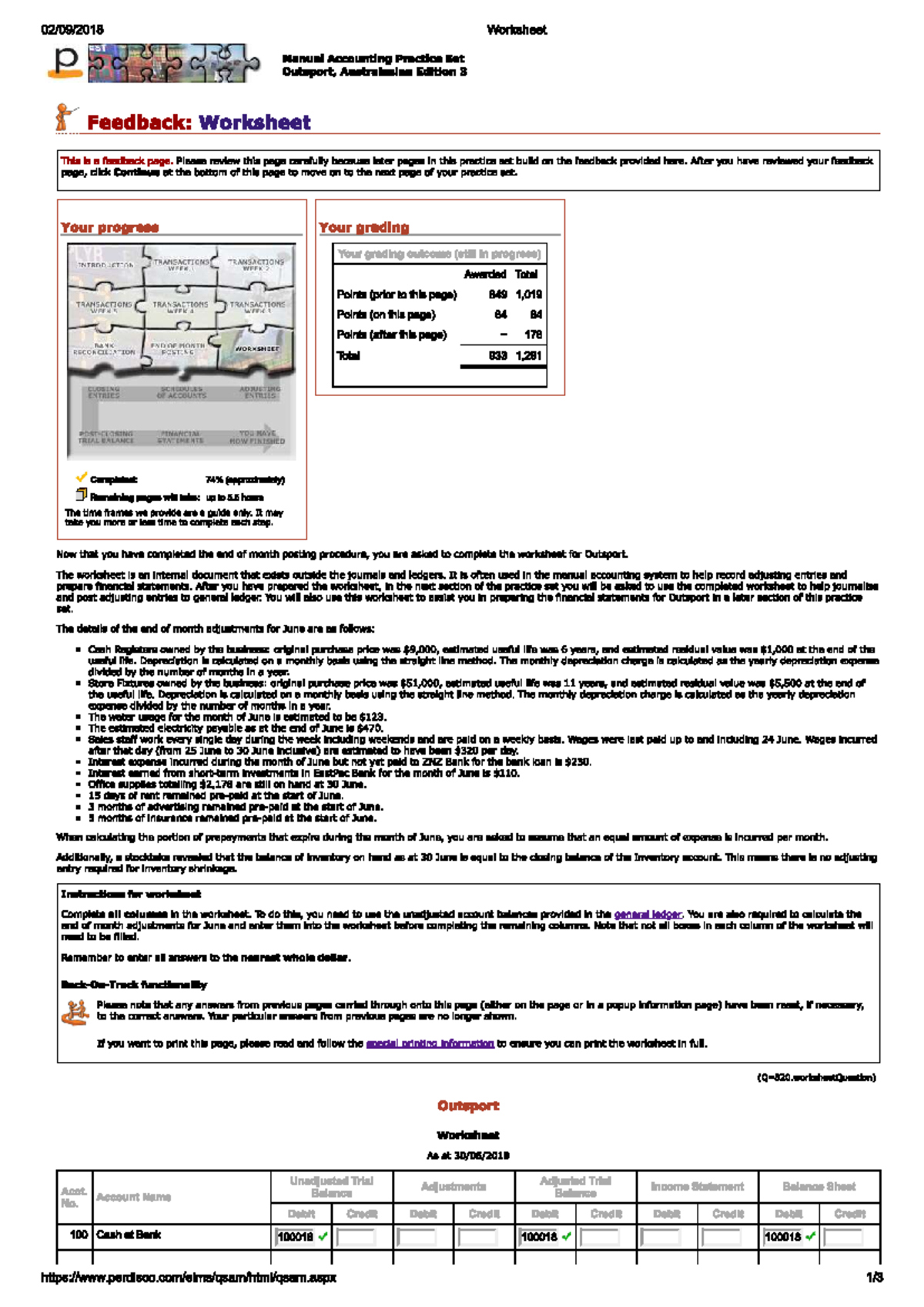 Week 8 Perdisco Worksheet Adjustments for Manual Accounting Practice ...