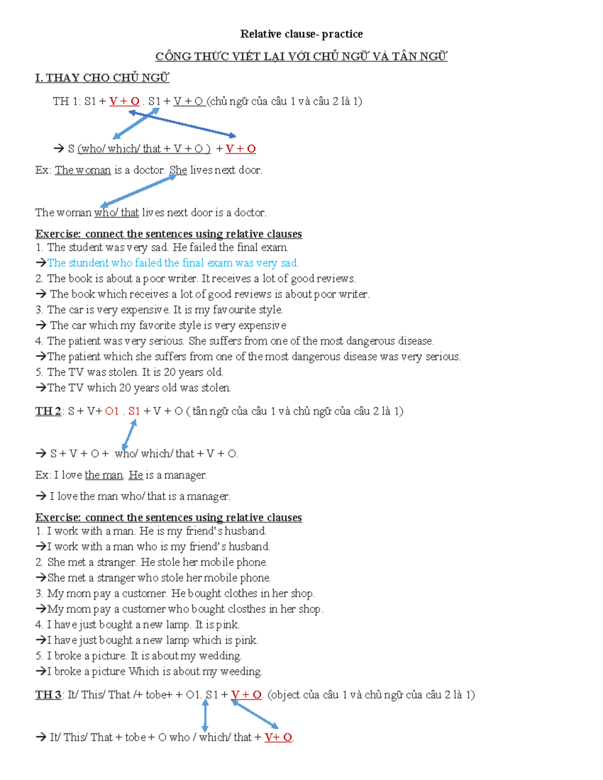 Relative Clause Practice Exercises - English Grammar - Studocu