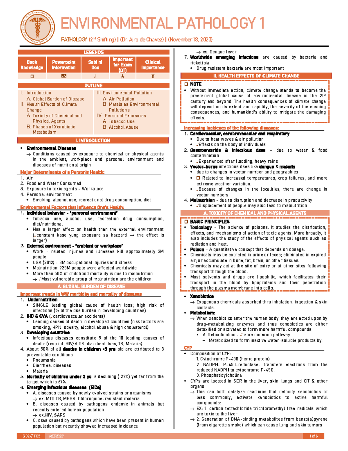 Environmental Pathology Part 1 - S 02 // T 05 MED2023 1 of 6 LEGENDS ...