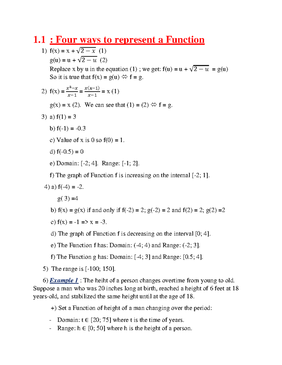 Mathematics 1 (1.1) - 1 : Four ways to represent a Function f(x) = x ...