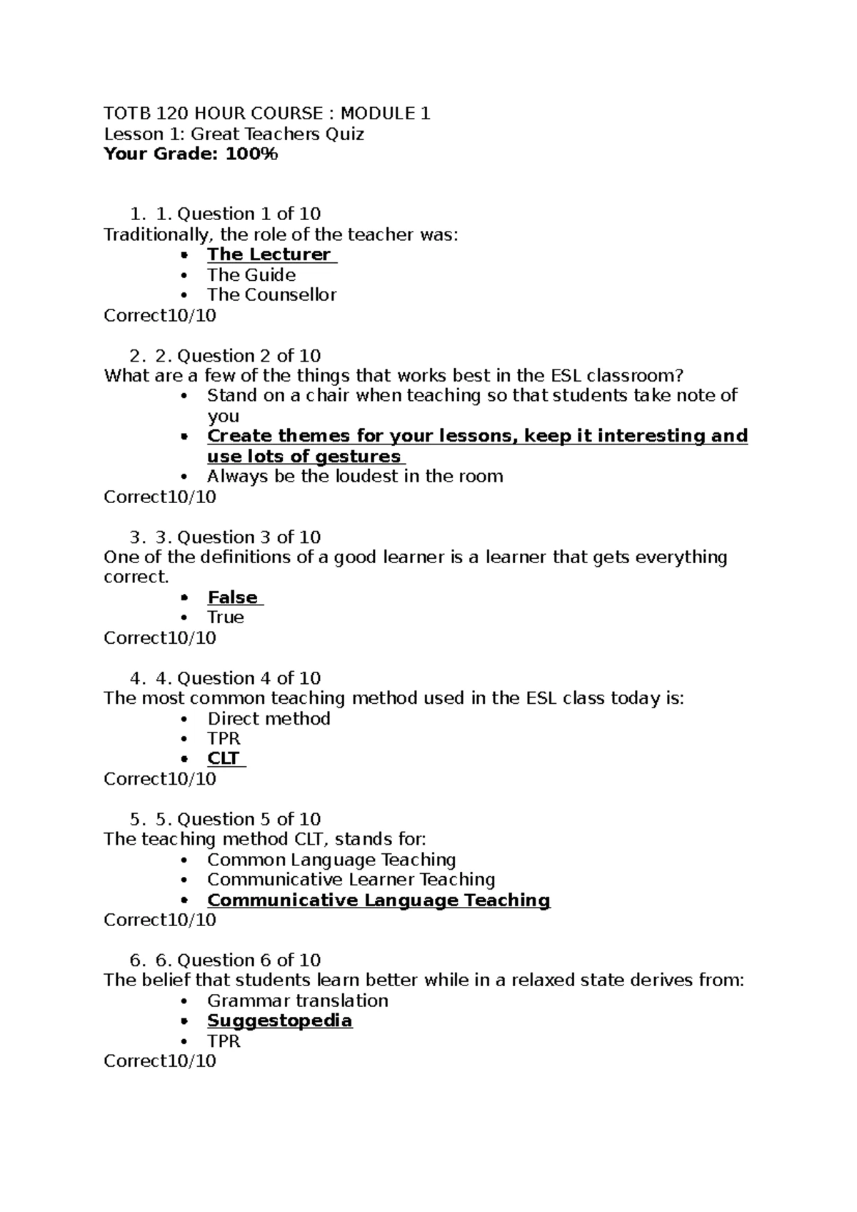 Quiz 3 - TOTB 120 Hour Course: Lesson Plans Assessment - Studocu