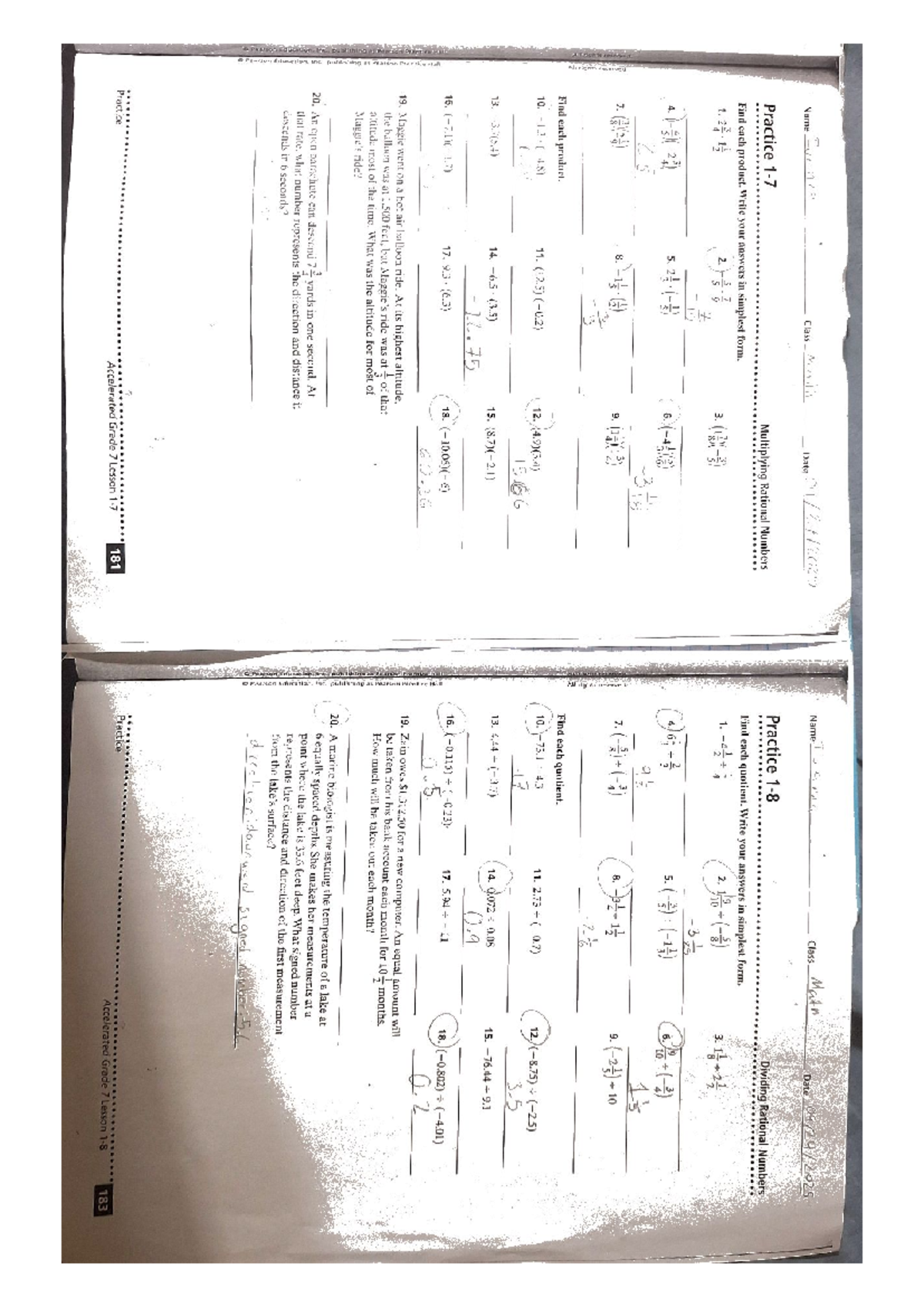 Accelerated Grade 7 Math Practice: Multiplying & Dividing Rational ...