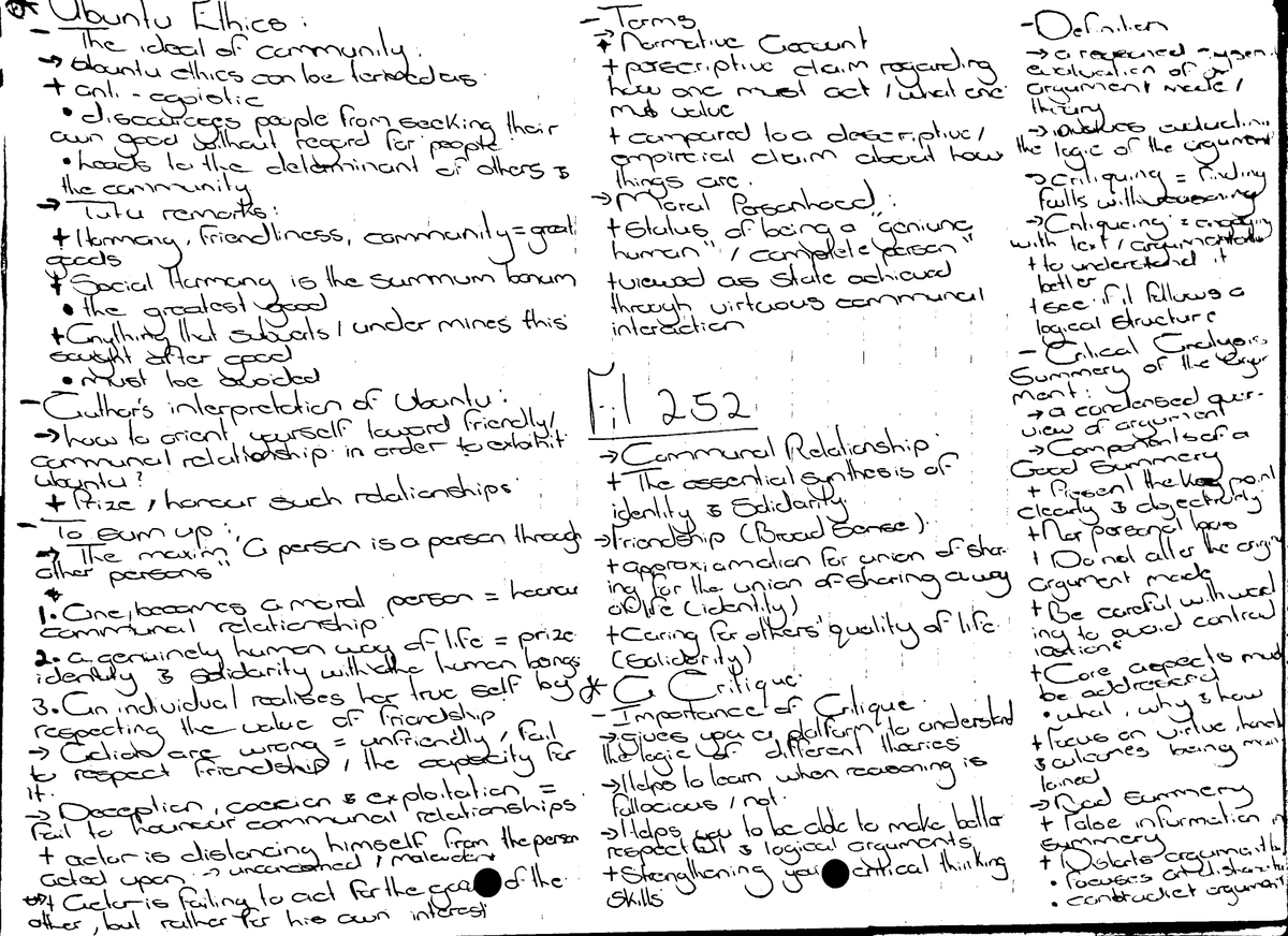 FIL252 Notes: Understanding Ubuntu Ethics and Communal Relationships ...