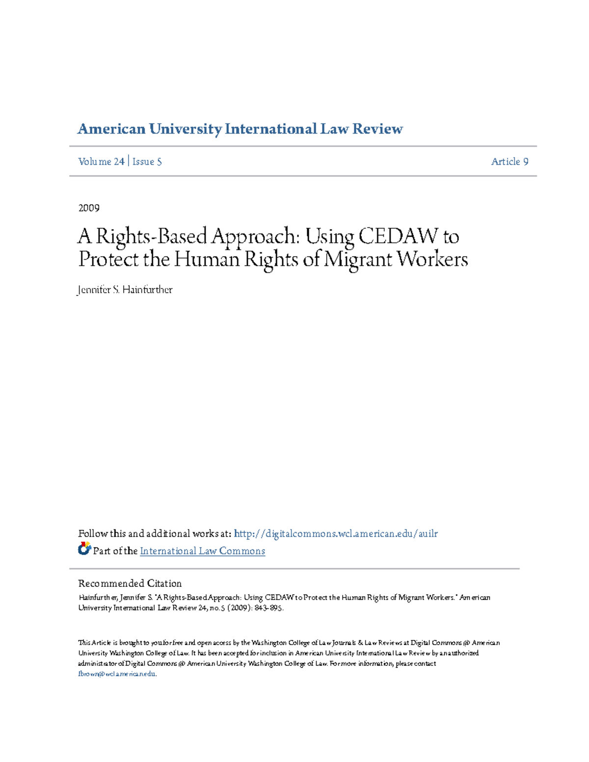 Using CEDAW to Advocate for the Rights of Women Migrant Workers - Studocu