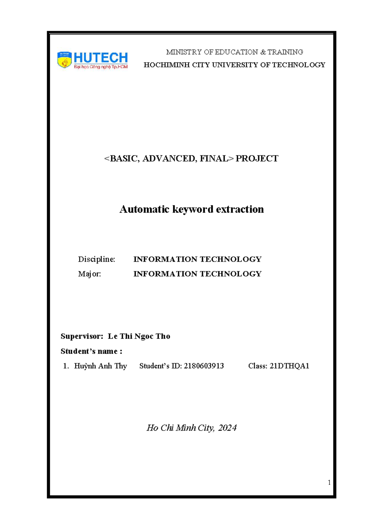 Automatic Keyword Extraction Using TextRank Algorithm - IT 21DTHQA1 ...