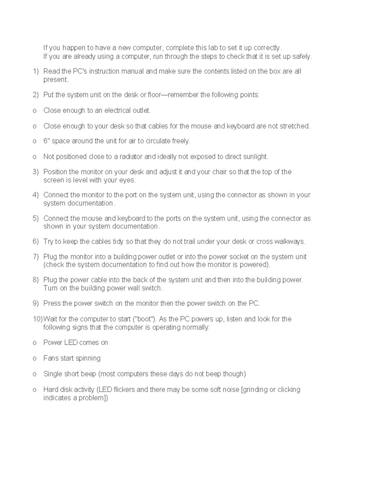 Computer Setup Lab Instructions for New Users - Studocu