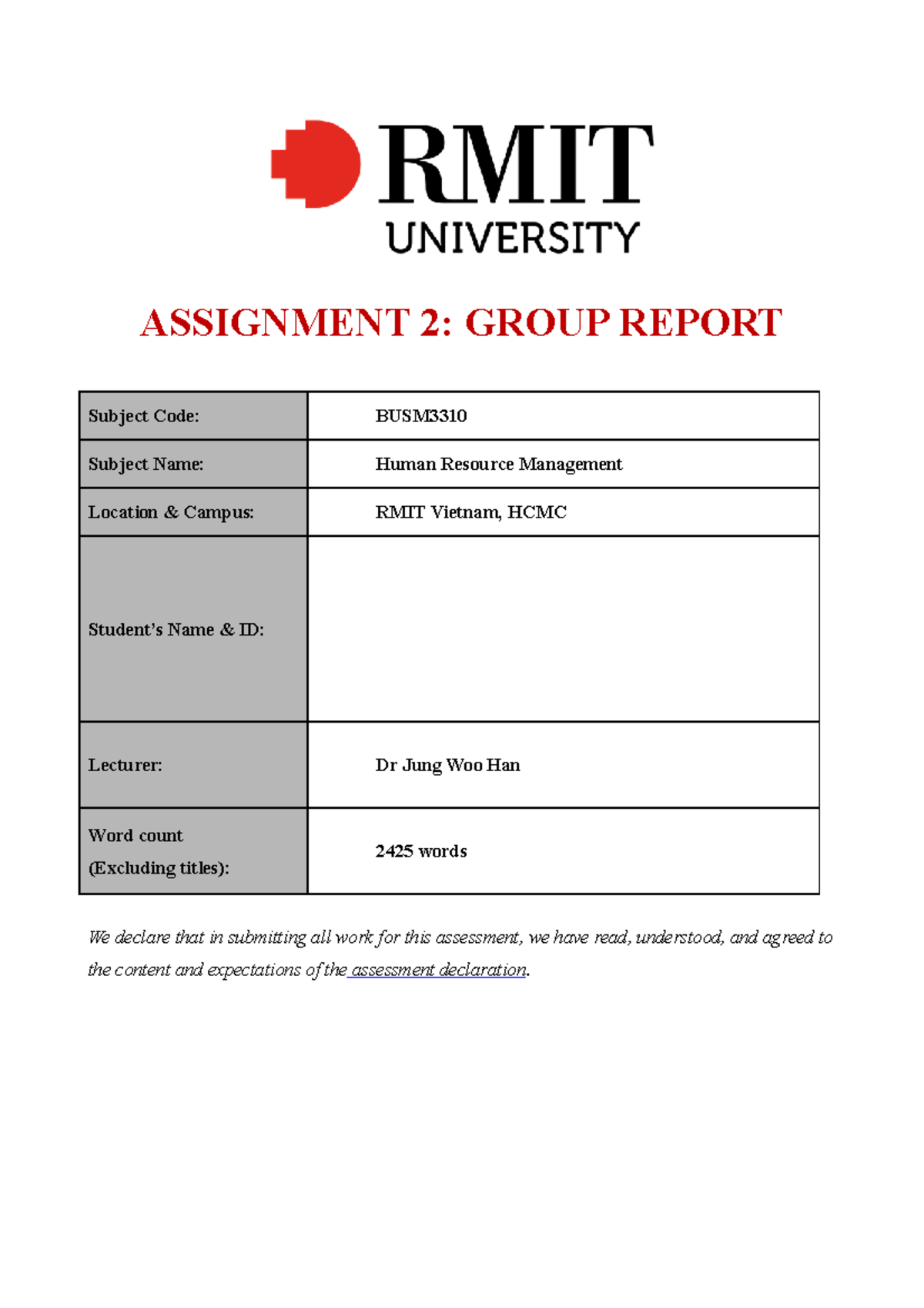 Human Resource Management - Assessment 2: Group Report - Shopee (DI ...