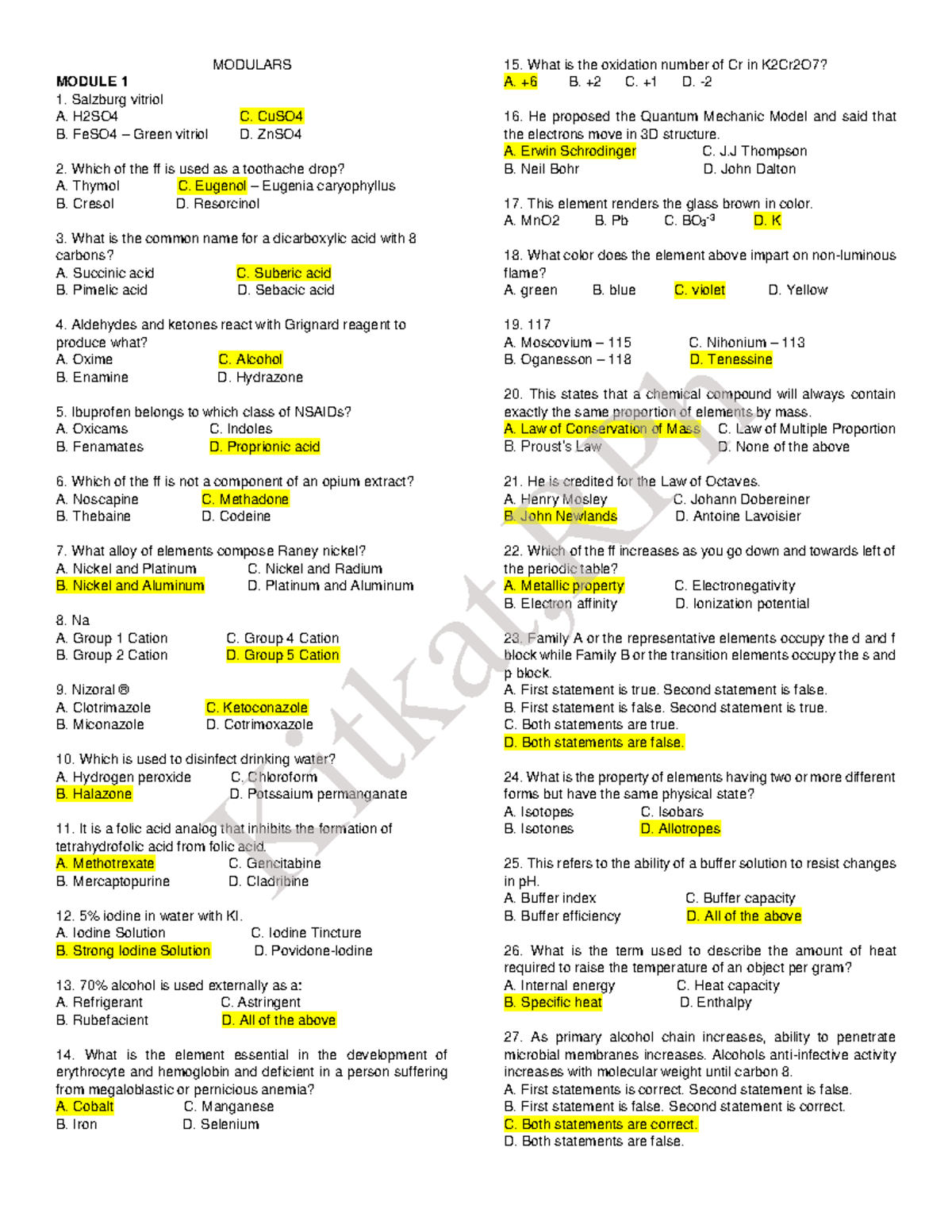 Chemistry Modules 1 & 2 Study Guide - Comprehensive Notes - Studocu