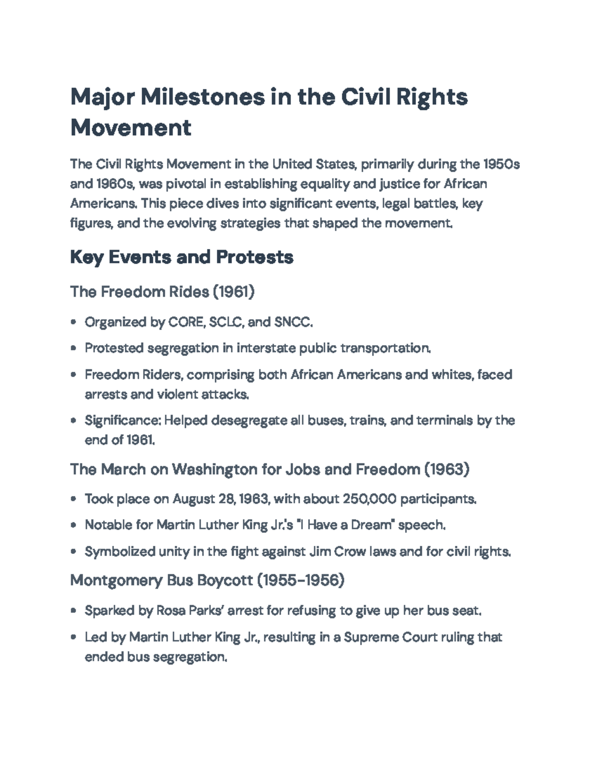 Key Events and Figures of the Civil Rights Movement: A Comprehensive ...