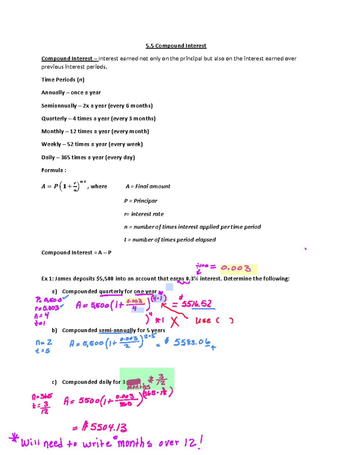 5.5 Compound Interest: Understanding Time Periods and Formulas - Studocu