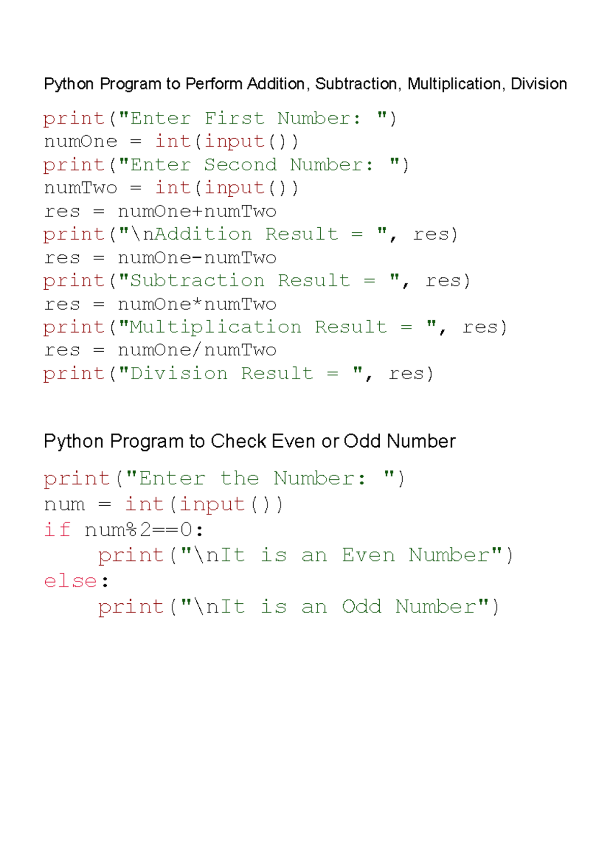Python Programming Basics: Arithmetic & Character Checks - Studocu