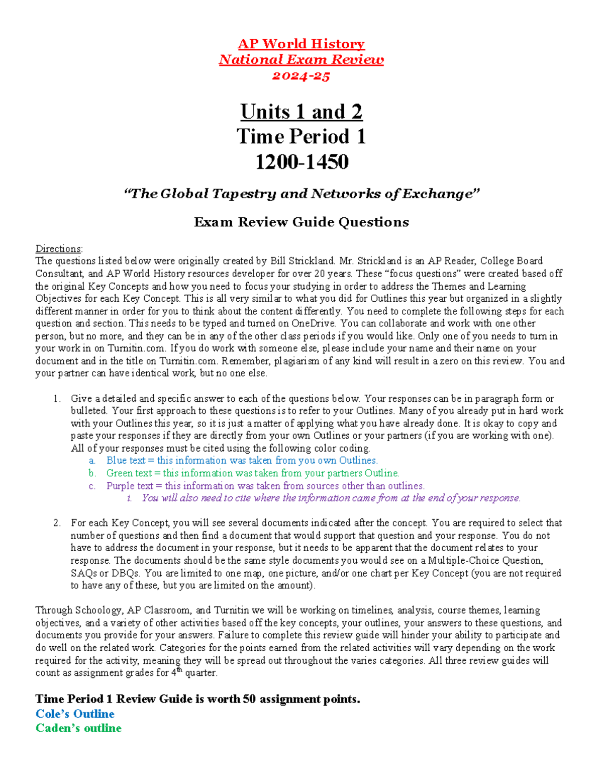 AP World History Exam Review: Units 1 & 2 (Time Period 1) Guide - Studocu