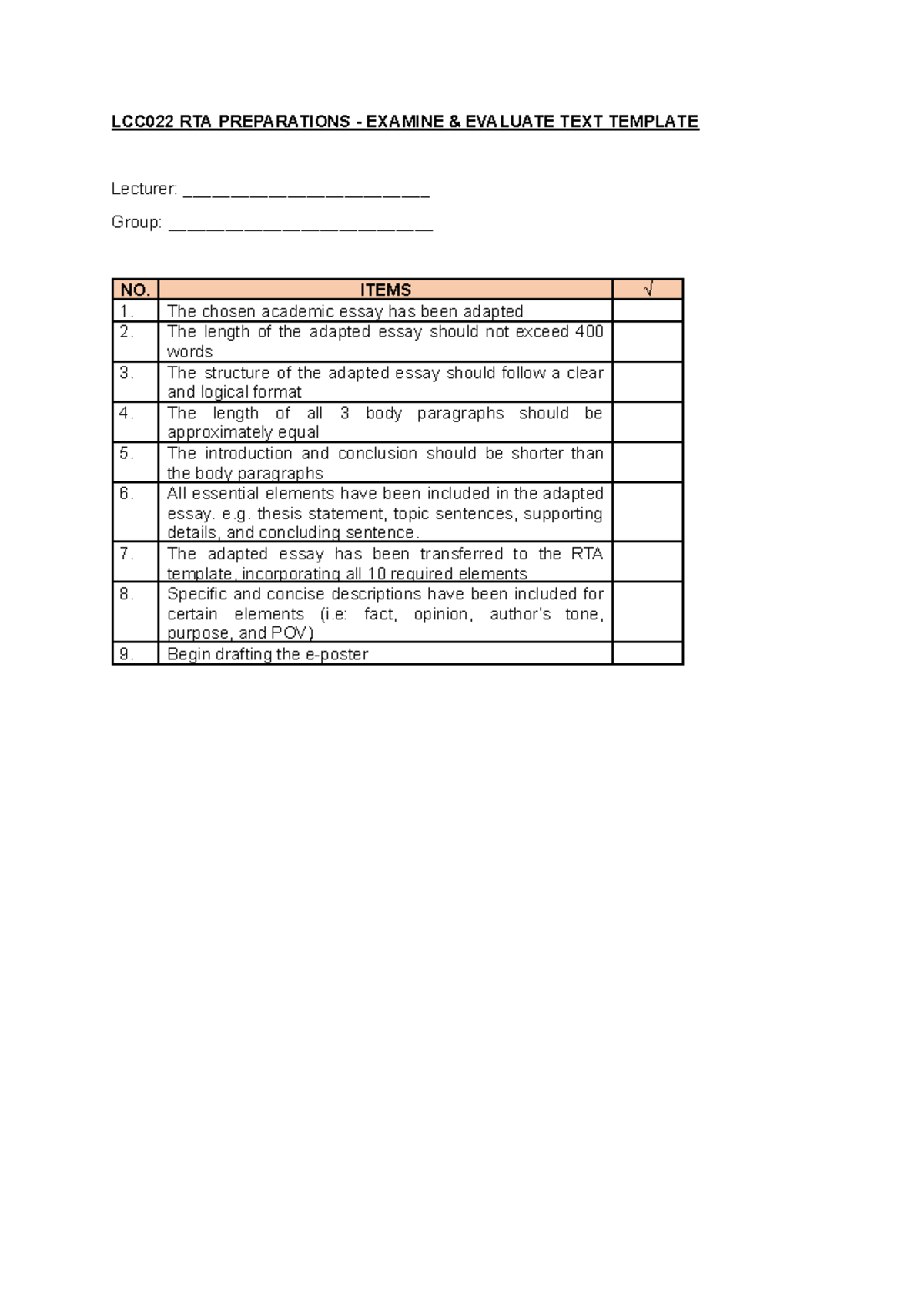 -LCC022 W4 RTA Preparations Examine - Evaluate TEXT Template - LCC022 ...
