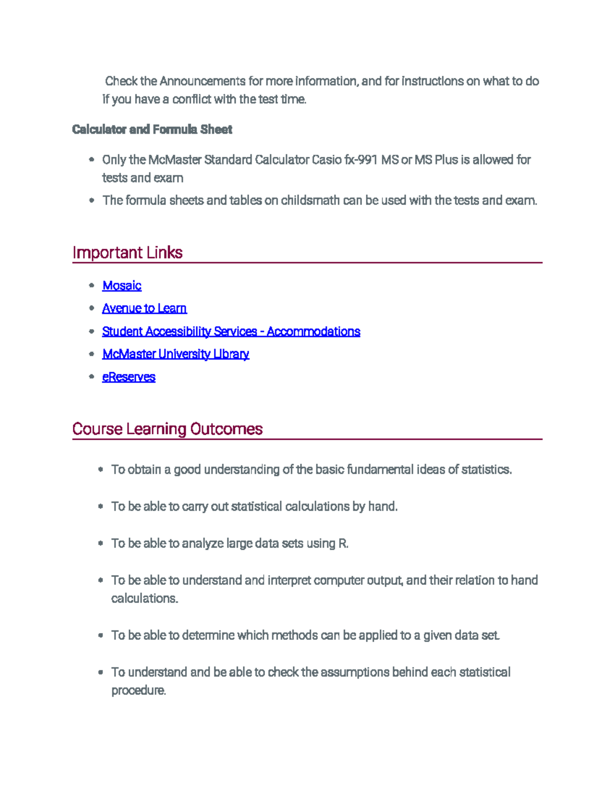 Stats 2b03 incomplete outline - Stats 2B03 - Grade Points Equivalent ...
