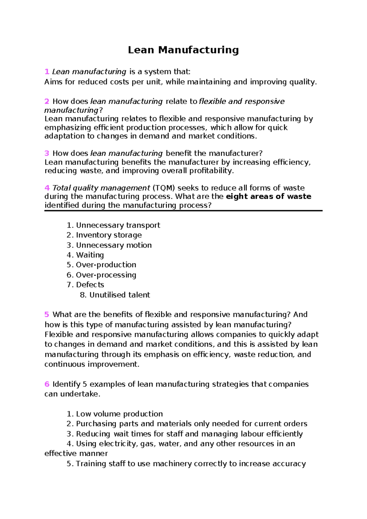 Lean Manufacturing - .... - Lean Manufacturing 1 Lean manufacturing is ...