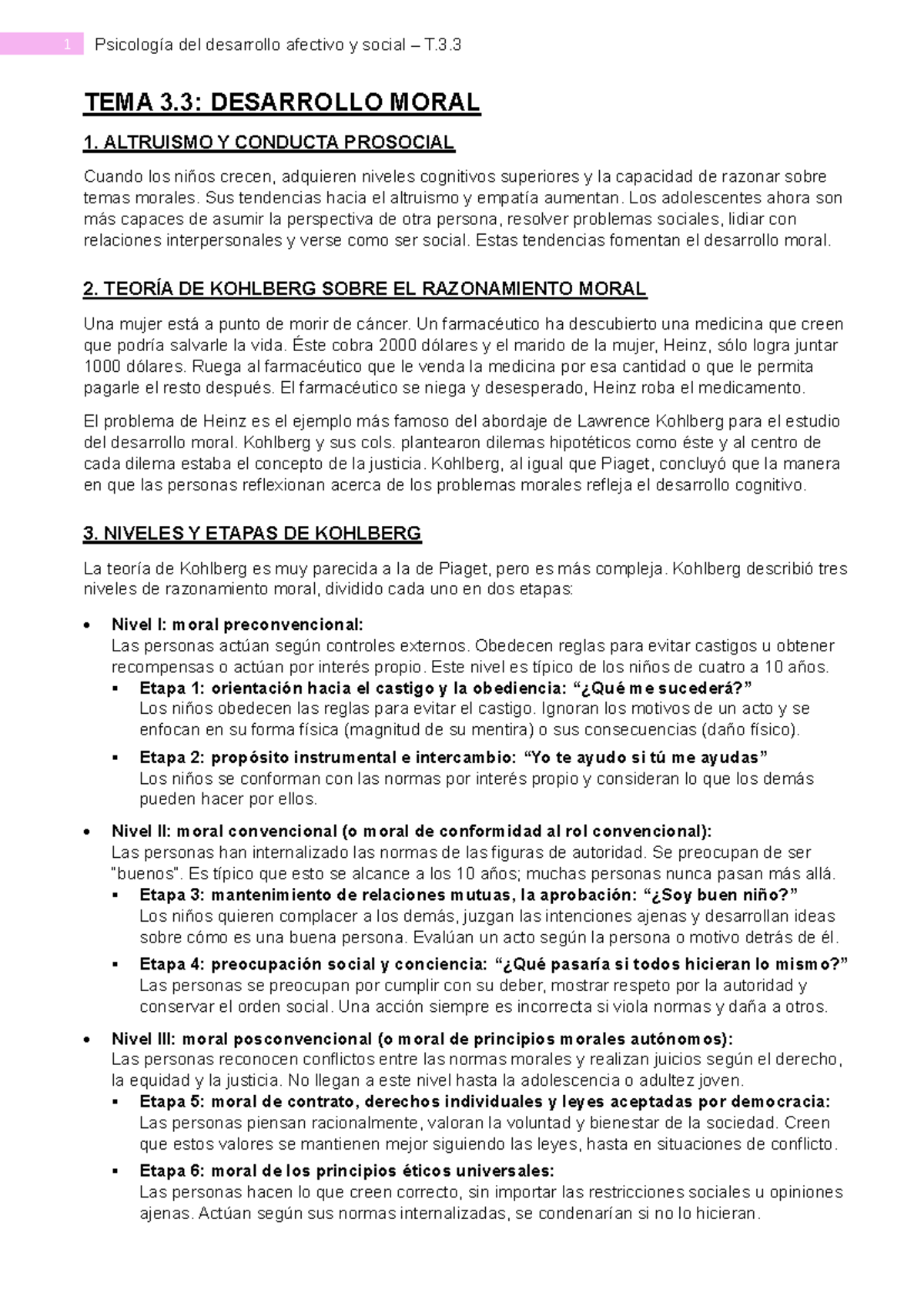 Psicología del Desarrollo Afectivo y Social T.3.3: Desarrollo Moral ...
