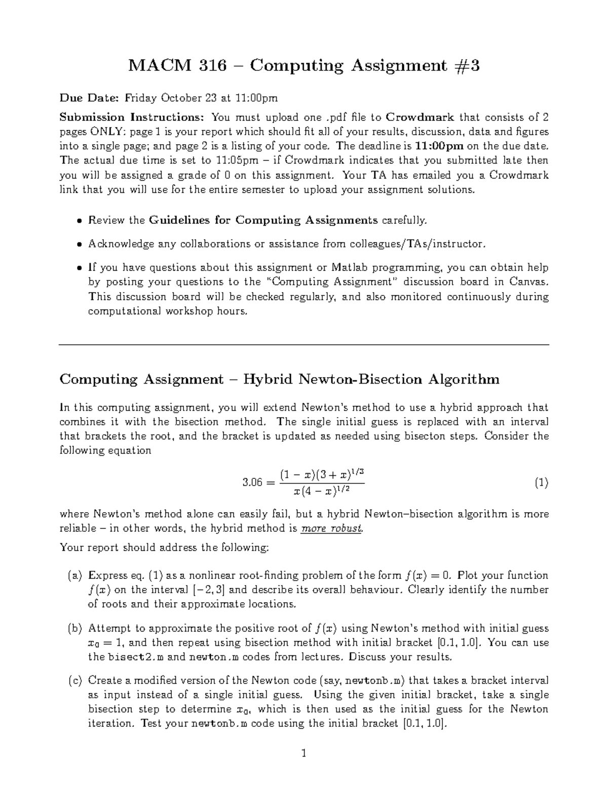 Ca3macm316fall2020 - ca3 - MACM 316 – Computing Assignment Due Date ...