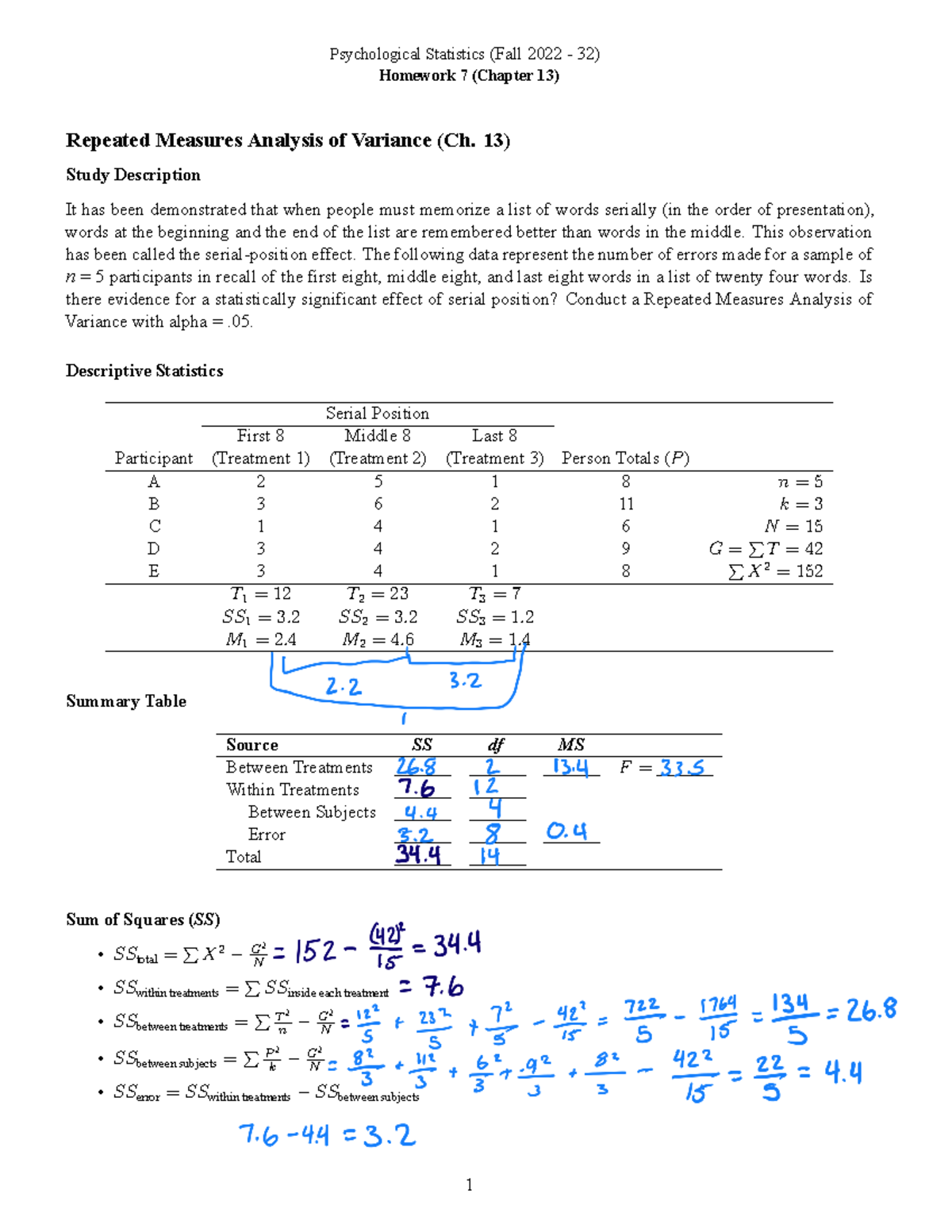 Psychological Statistics - Homework 7 - 32 - Psychological Statistics ...
