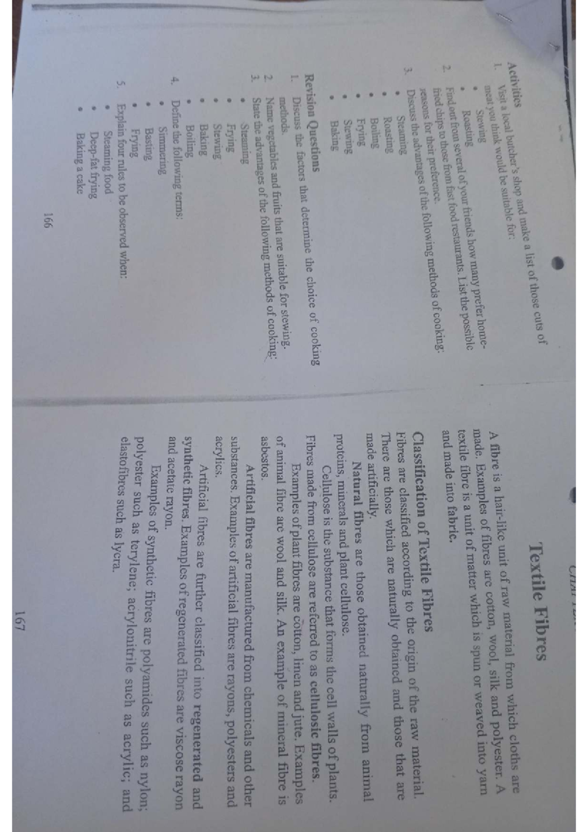 Home Science XMS: Brief Notes on Textile Fibres and Cooking Methods ...