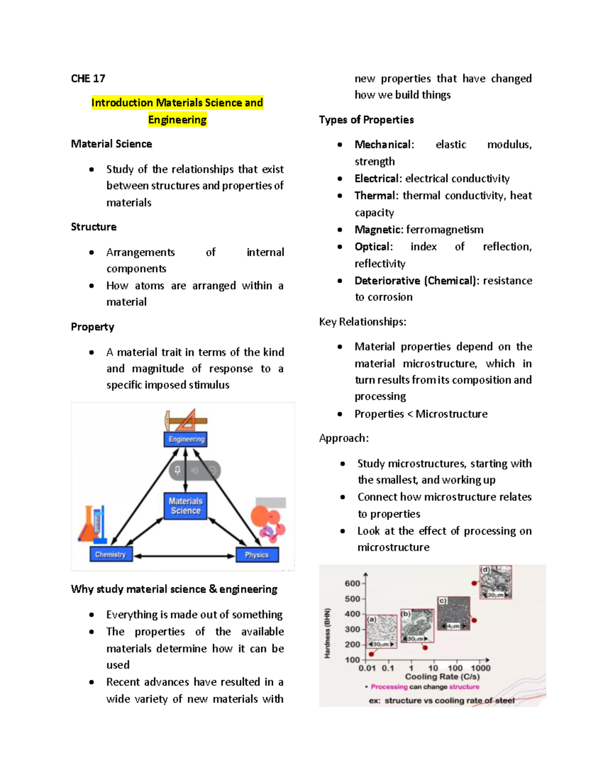 CHE 17 Materials Science & Engineering Final Exam Review Notes - Studocu