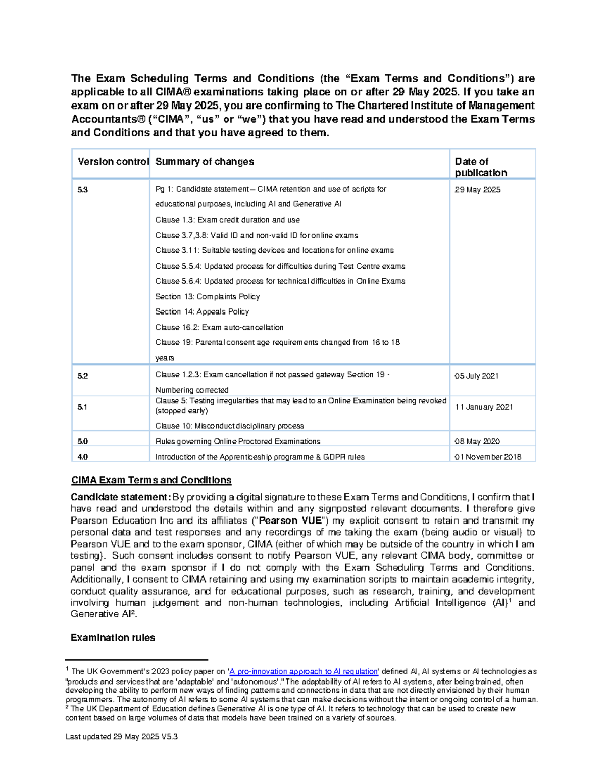 CIMA Exam Scheduling Terms & Conditions (Effective 29 May 2025) - Studocu