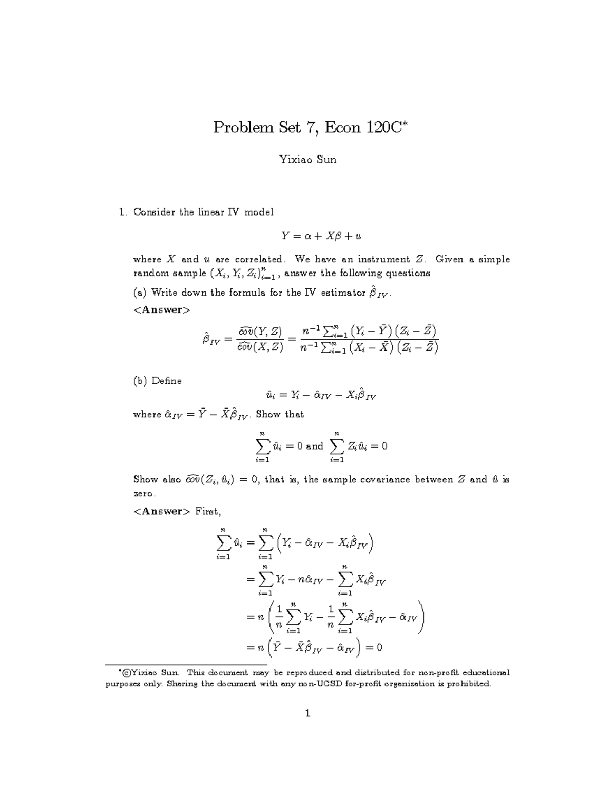 Econ 120C Problem Set 7 Solutions for 2022 - Studocu