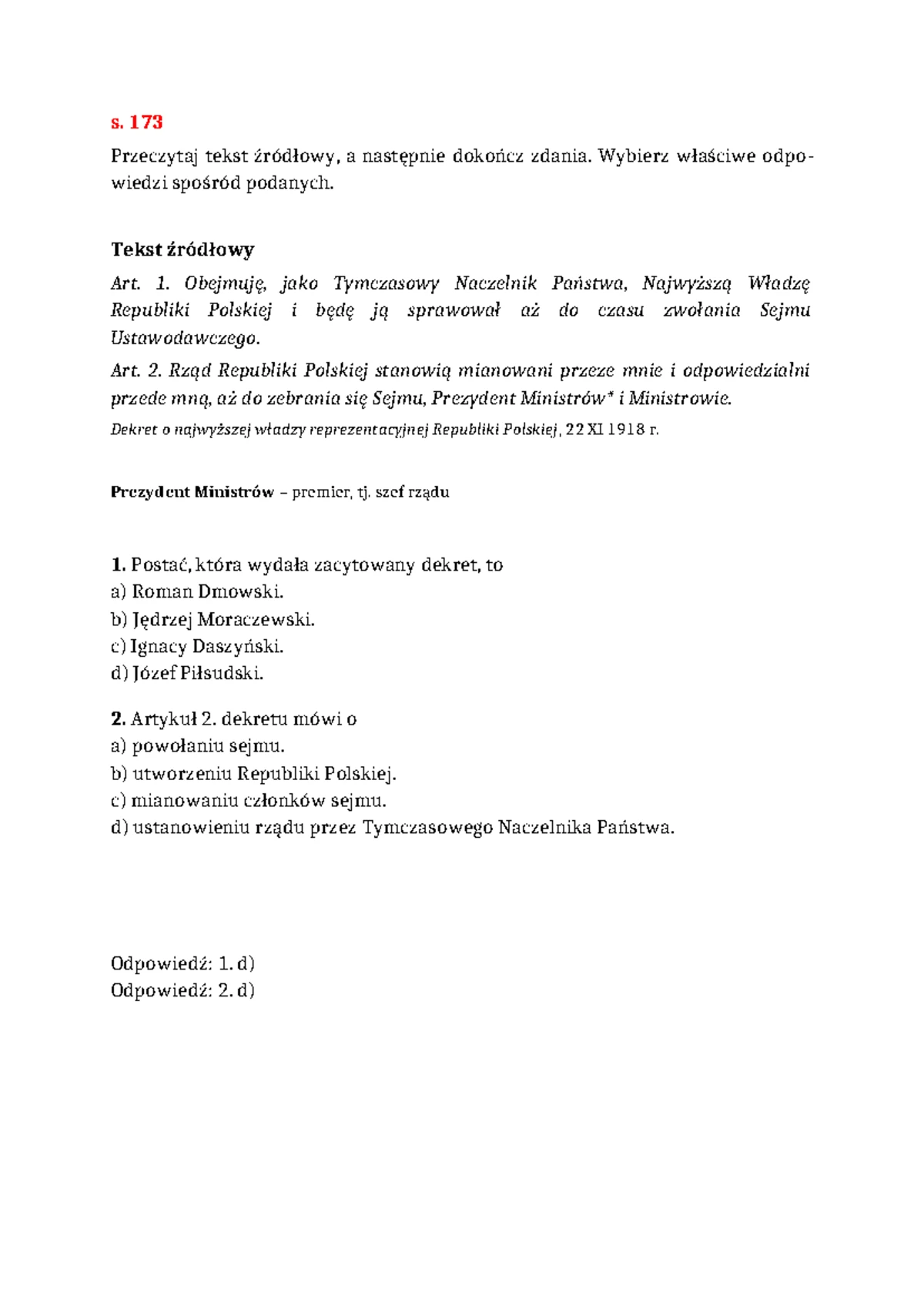 649040844 Sprawdzian 5: II Rzeczpospolita - Formowanie Państwa Grupa A