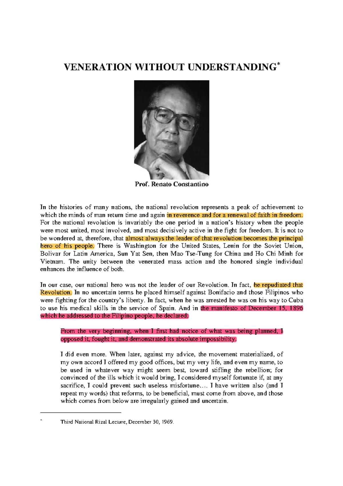 Veneration Without Understanding: A Critical Reassessment of Rizal's ...