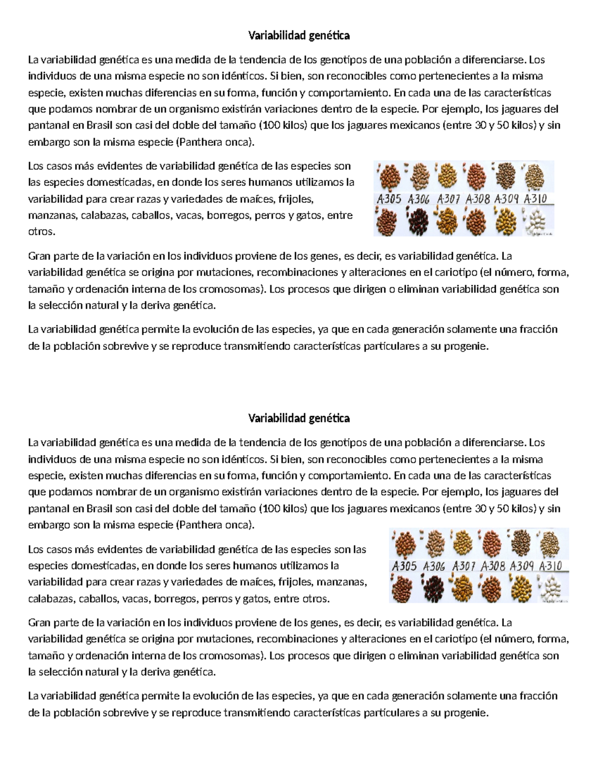 Variabilidad Genética: Conceptos y Ejemplos en Especies - Studocu
