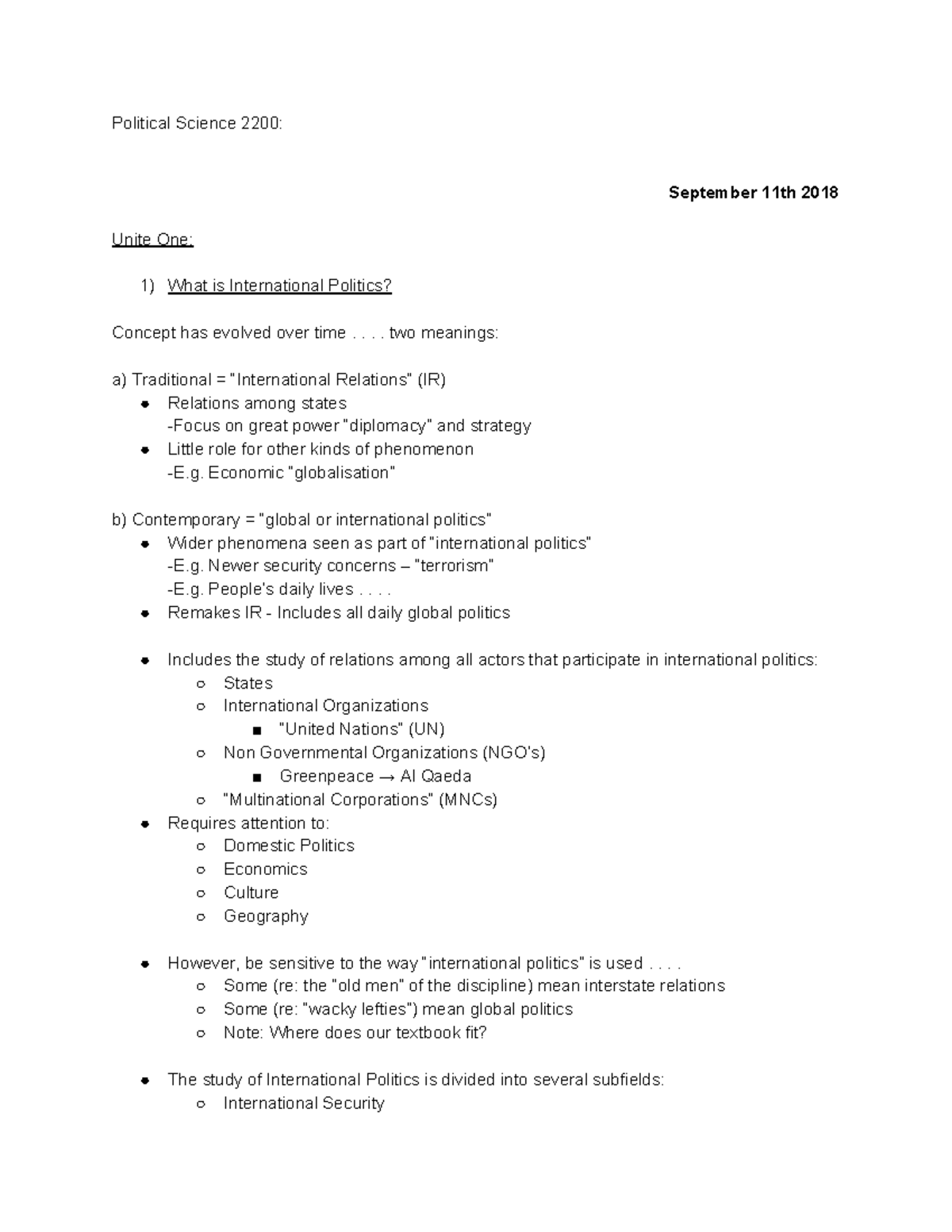 POSC 2200-notes - notes for political science 2200 - Political Science ...