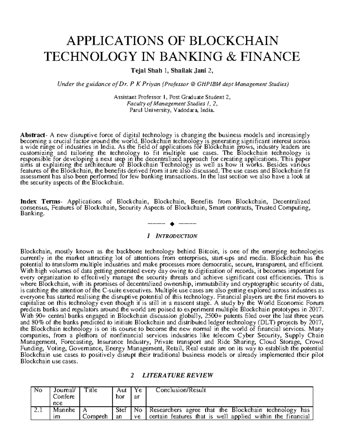 Applications of Blockchain Technology in Banking & Finance (FIN-2023 ...