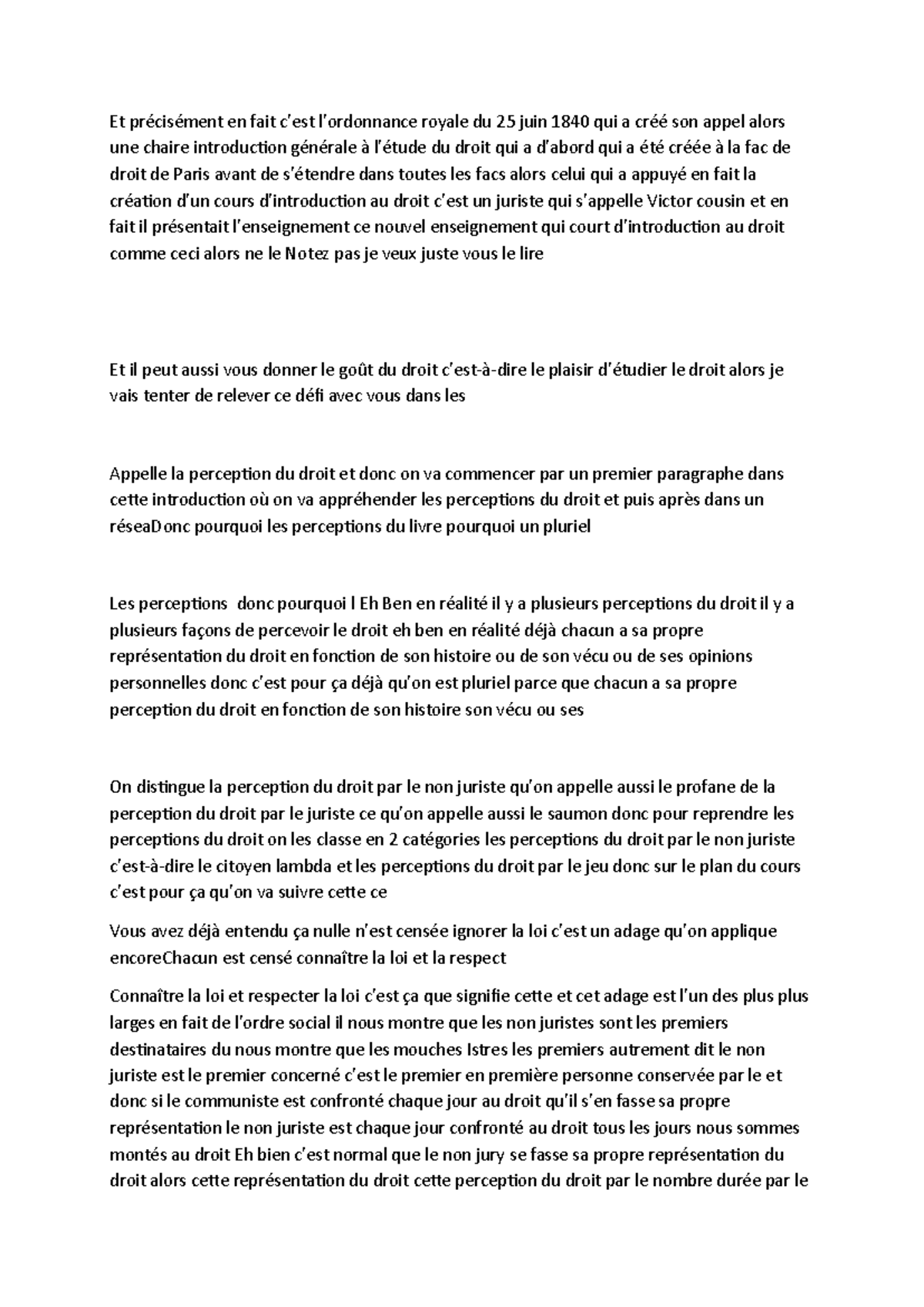 Introduction au Droit - Cours 1: Perceptions et Concepts Fondamentaux ...