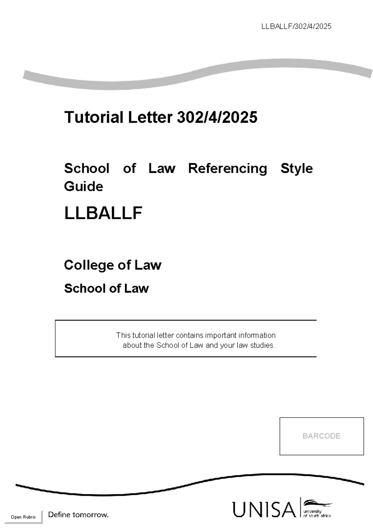 CLAW Referencing Style (replaces section C of study guide) - 1 LLBALLF ...