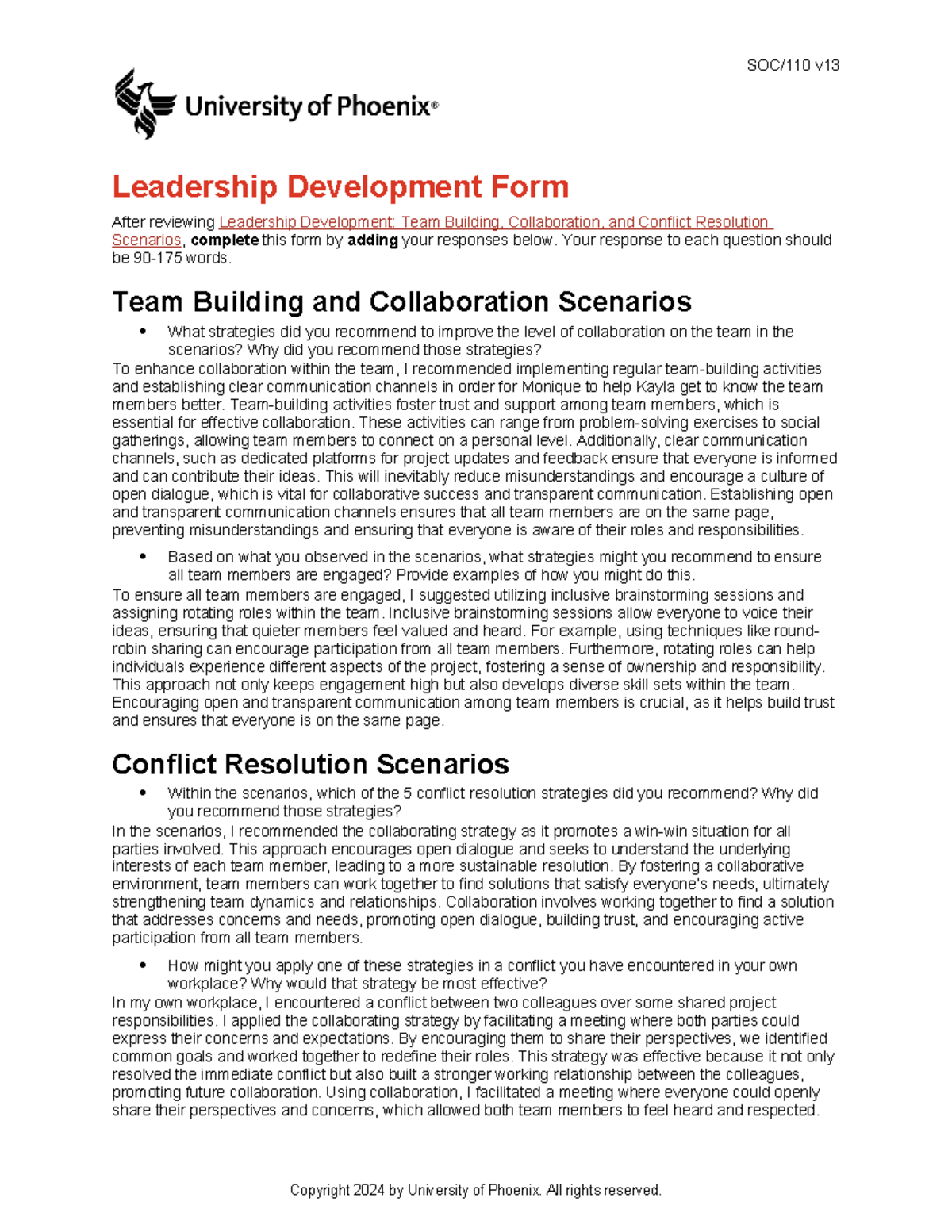 Wk5 Leadership Development: Team Building & Conflict Resolution - Studocu