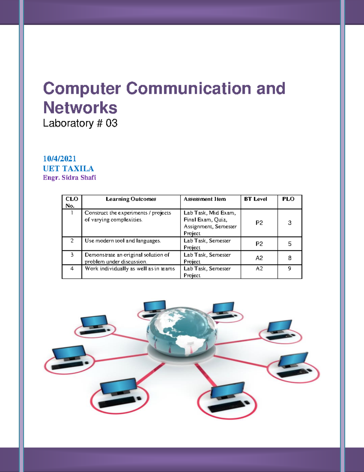 CCN Lab 3 2k19 - uhbkljjklnl - Computer Communication and Networks ...