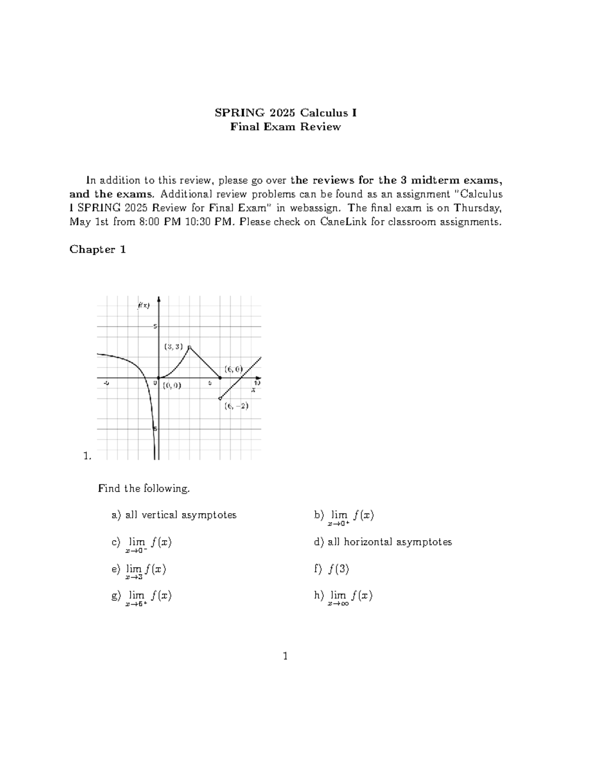 MTH 161 Spring 2025 Calculus I Final Exam Review Guide - Studocu