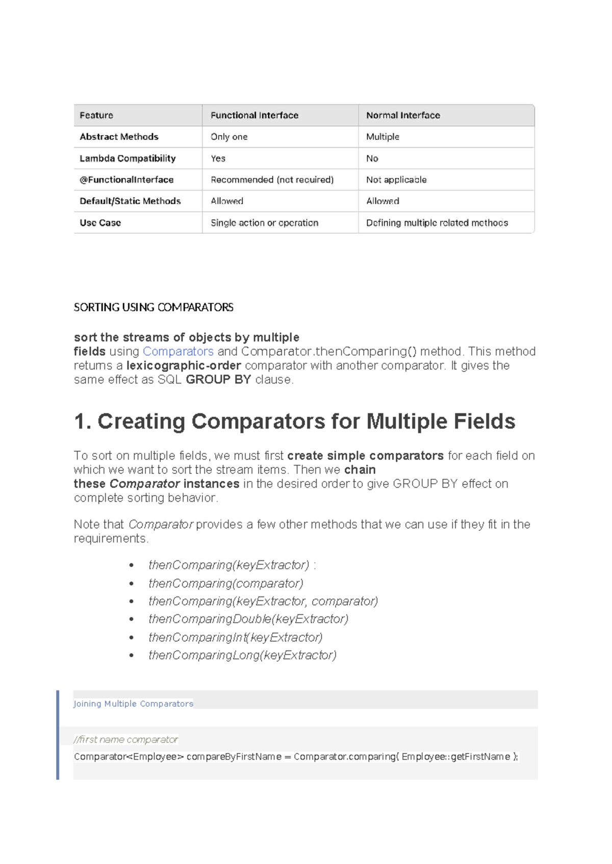 Sorting with Comparators: Multi-Field Stream Sorting in Java - Studocu