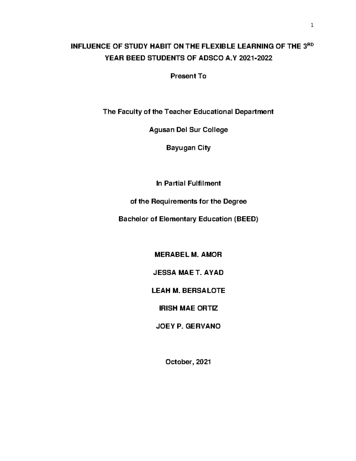Research Instrument for Thesis: Study Habit & Online Learning of 3rd ...