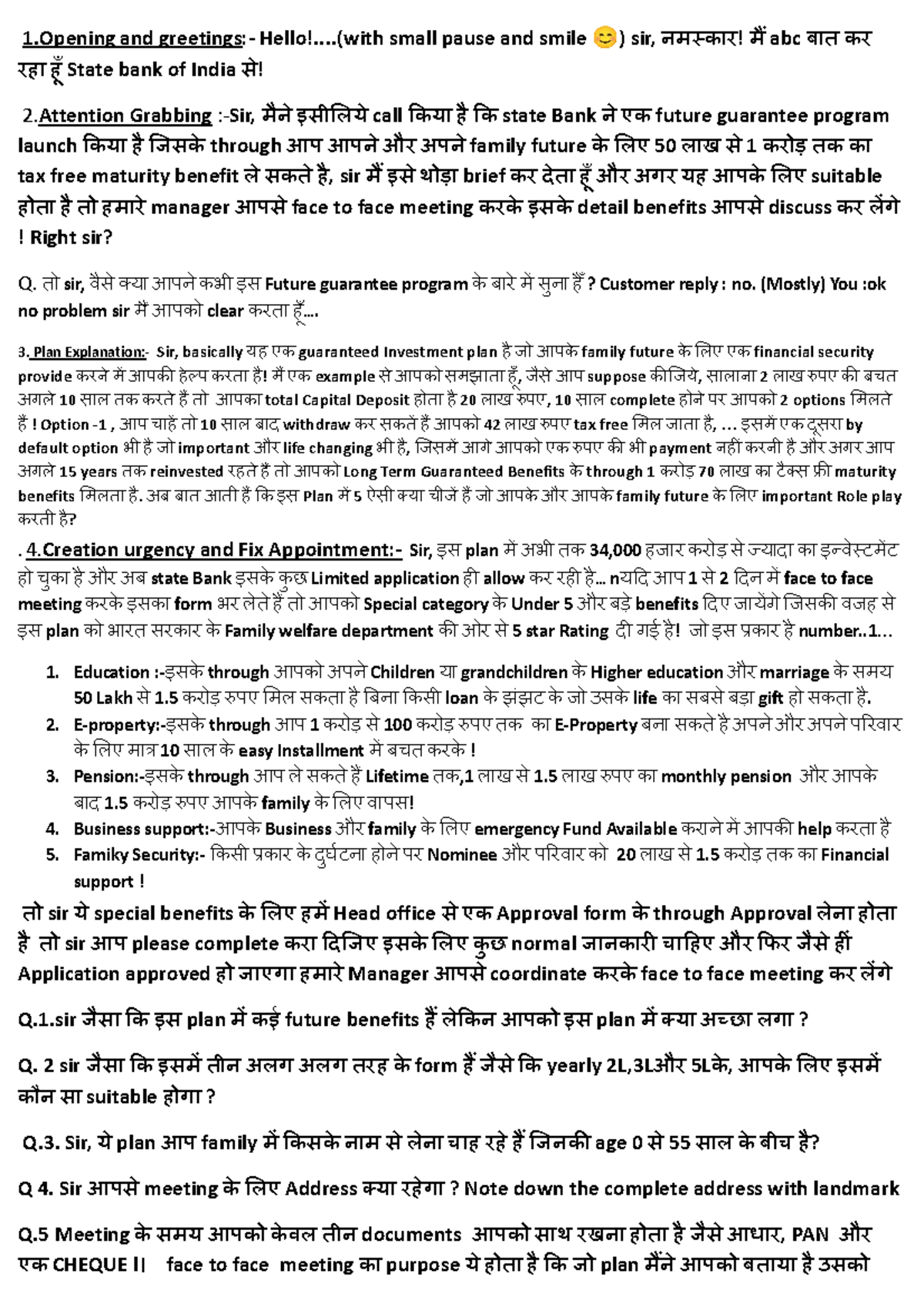 3rd Improved Calling Script for SBI Future Guarantee Program (Jan 2025 ...