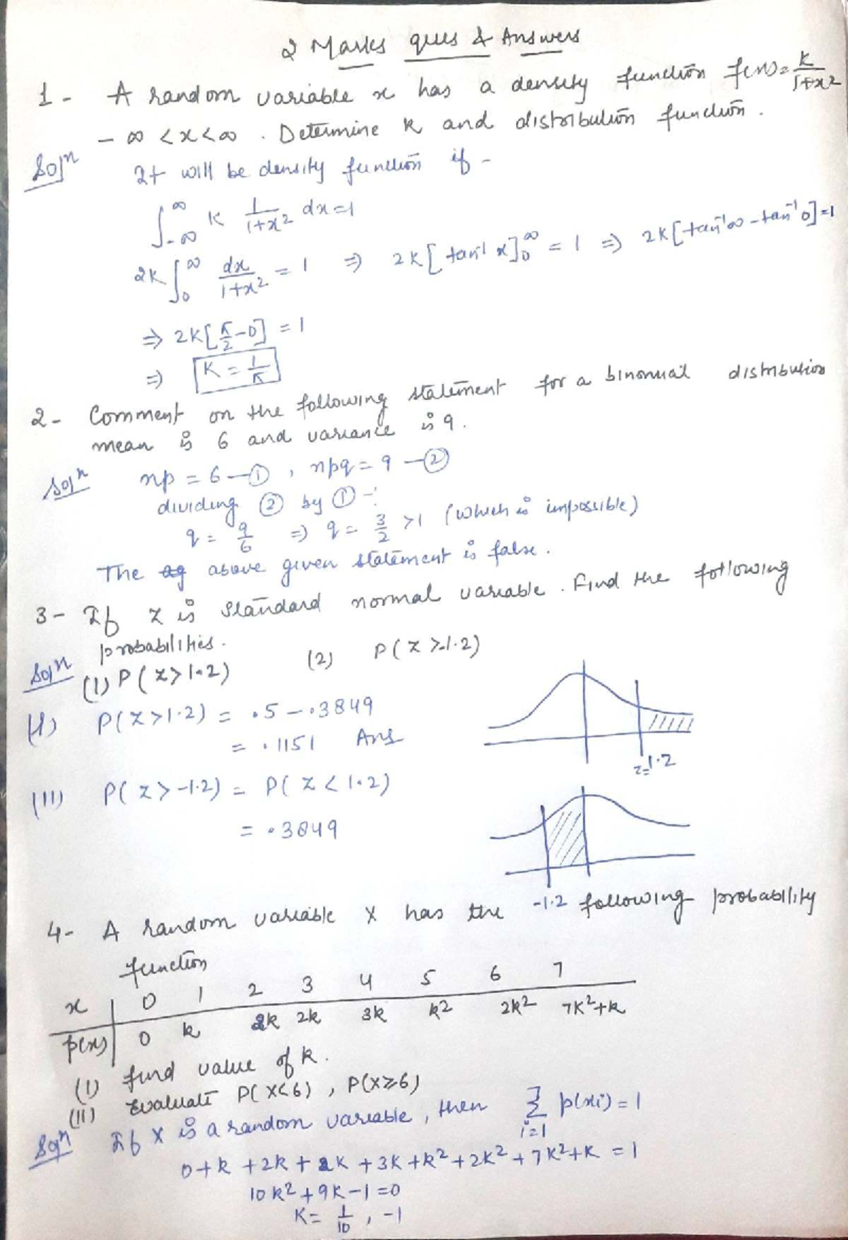 Unit 4: Short Questions Collection for Probability Distributions - Studocu