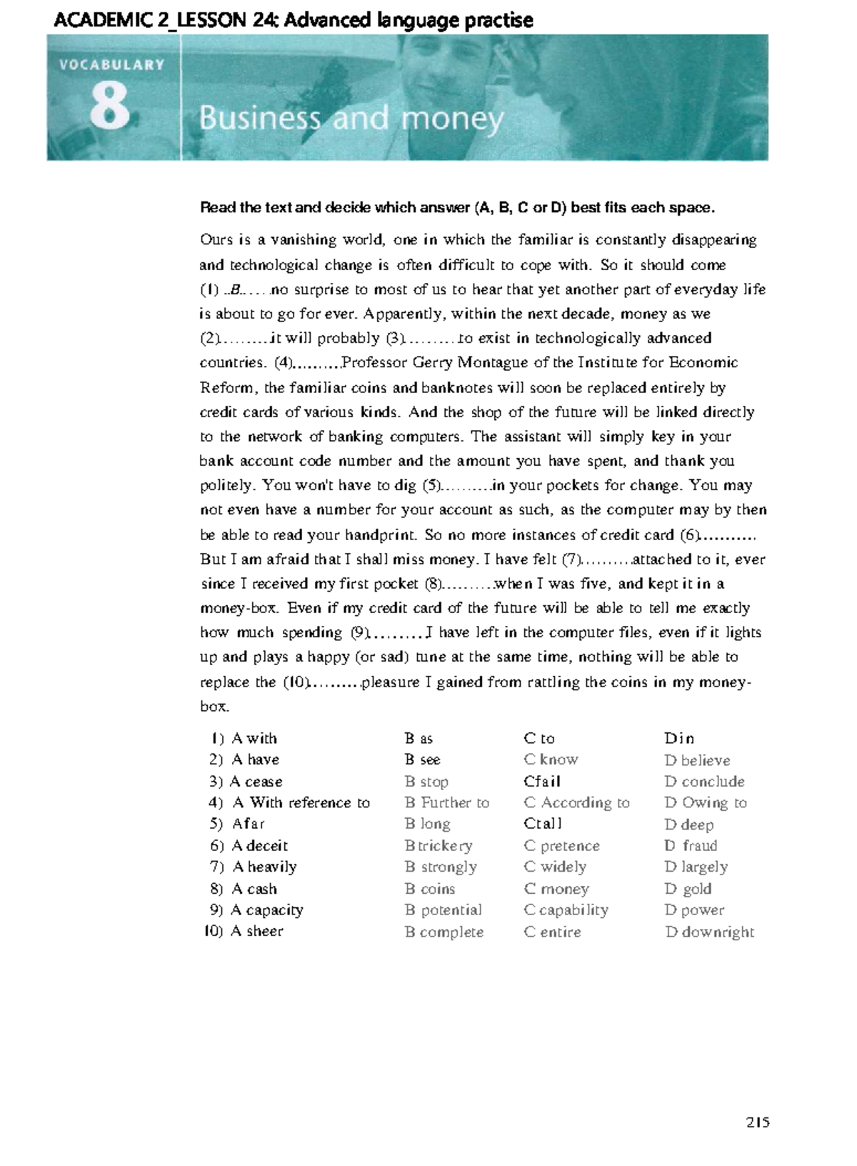 ACADEMIC 2_LESSON 24: Advanced Language Practice on Business & Money ...